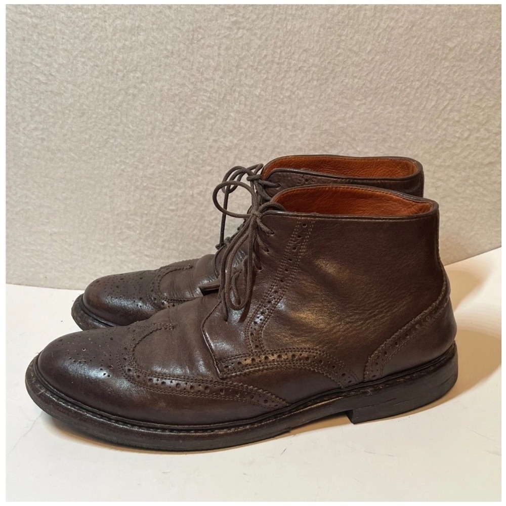 Florsheim by Duckie Brown Mens 9 D Pebble Grain Leather Wingtip Chukka Boots - Picture 2 of 13